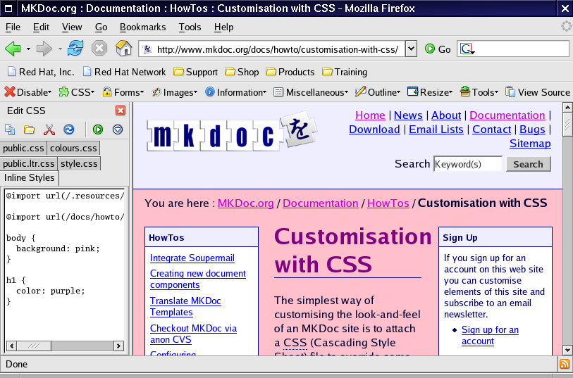 Editing CSS in Firefox with the Web Developer Extension