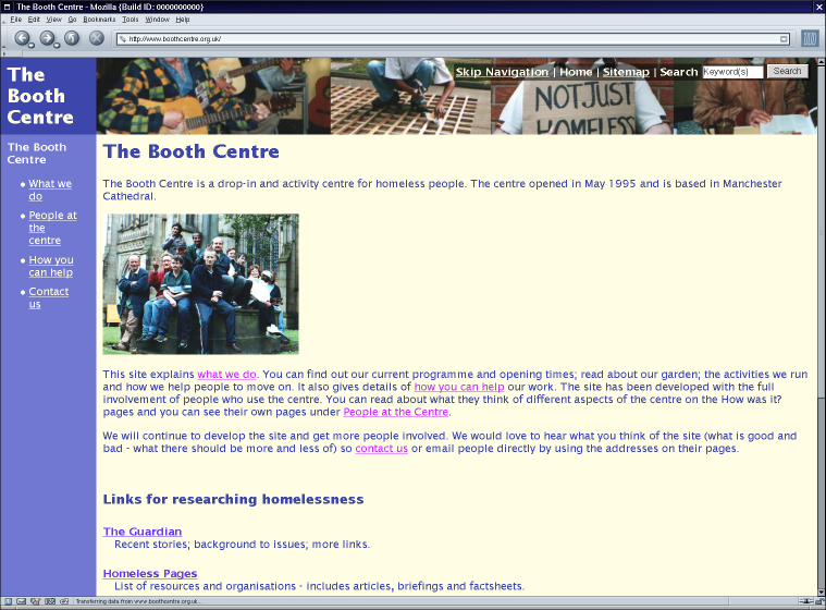 Screen shot of the Booth Centre website.